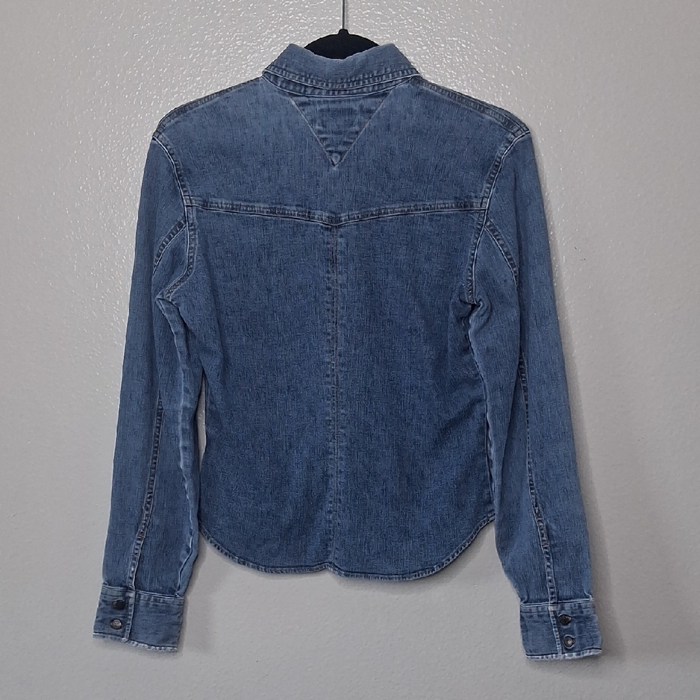 Vintage Tommy Hilfiger Denim Shirt Youth Blue Button Up Long Sleeve M - Picture 6 of 15